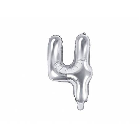 Ballon en aluminium numéro 4 35cm argent 