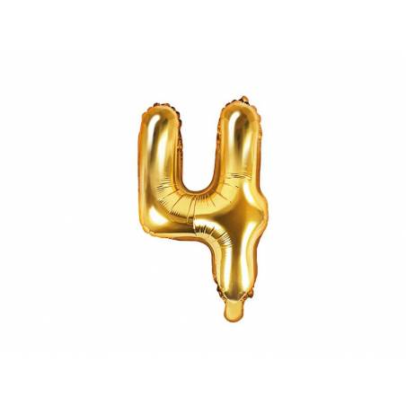 Ballon en aluminium numéro 4 35cm doré 