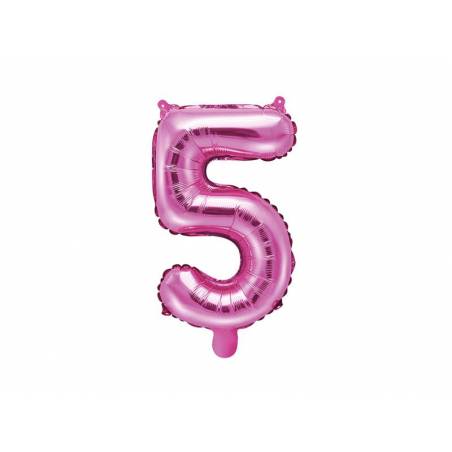Ballon d'aluminium numéro 5 35cm rose foncé 