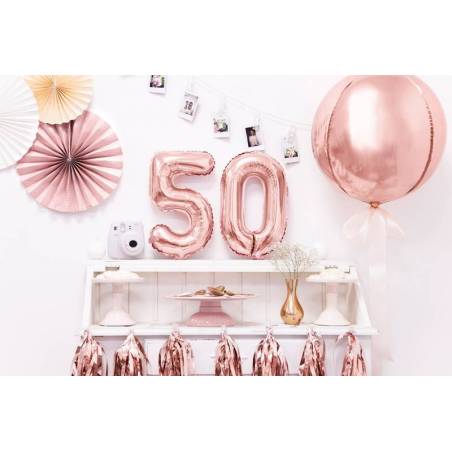 Ballon en aluminium numéro 5 35cm or rose 
