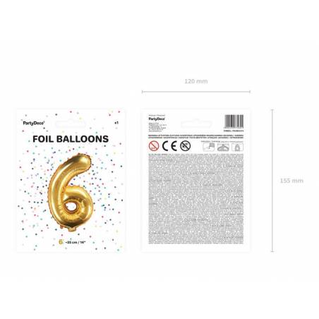 Ballon d'aluminium numéro 6 35cm doré 