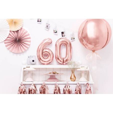 Ballon en aluminium numéro 6 35cm or rose 