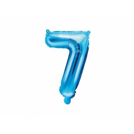 Ballon en aluminium numéro 7 35cm bleu 