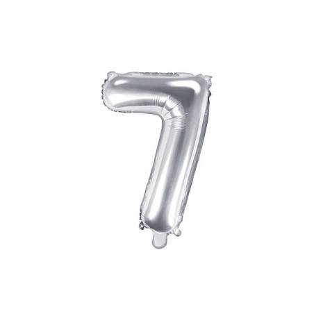 Ballon en aluminium numéro 7 35cm argent 