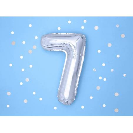 Ballon en aluminium numéro 7 35cm argent 