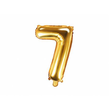 Ballon en aluminium numéro 7 35cm doré 