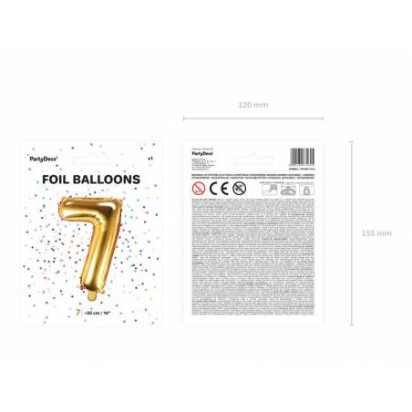Ballon en aluminium numéro 7 35cm doré 