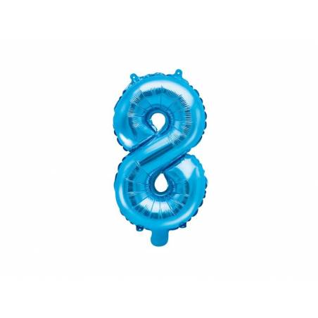 Ballon en aluminium numéro 8 35cm bleu 