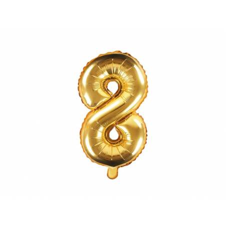 Ballon en aluminium numéro 8 35cm doré 