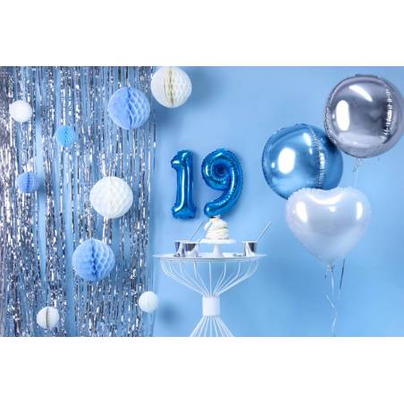 Ballon en aluminium numéro 9 35cm bleu 