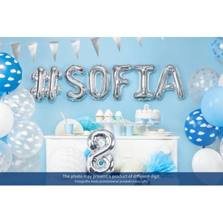 Ballon en aluminium numéro 9 35cm argent 