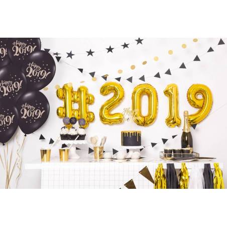 Ballon en aluminium numéro 9 35cm doré 