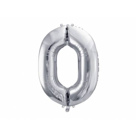 Ballon en aluminium numéro 0 86cm argent 
