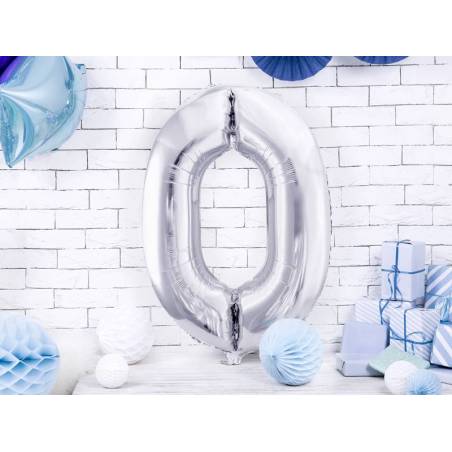 Ballon en aluminium numéro 0 86cm argent 