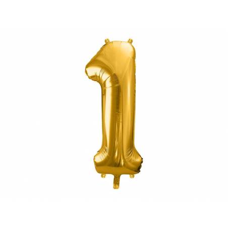 Ballon en aluminium numéro 1 86cm doré 
