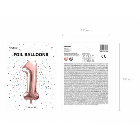 Foil Ballons Number 1 86cm or rose 