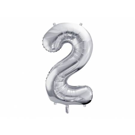 Ballon en aluminium numéro 2 86cm argent 