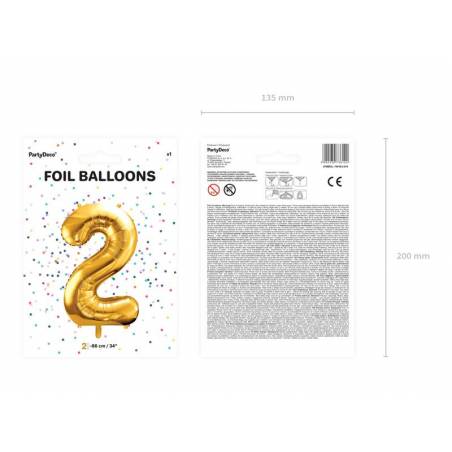 Ballon en aluminium numéro 2 86cm doré 