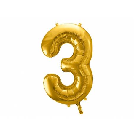 Ballon Feuille numéro 3 86cm doré 