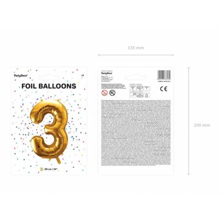 Ballon Feuille numéro 3 86cm doré 