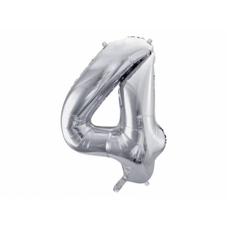 Ballon en aluminium numéro 4 86cm argent 