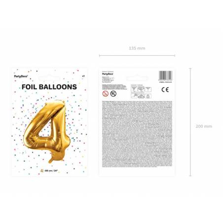 Ballon en aluminium numéro 4 86cm doré 