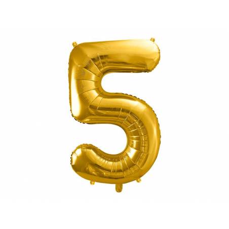 Ballon en aluminium numéro 5 86cm doré 