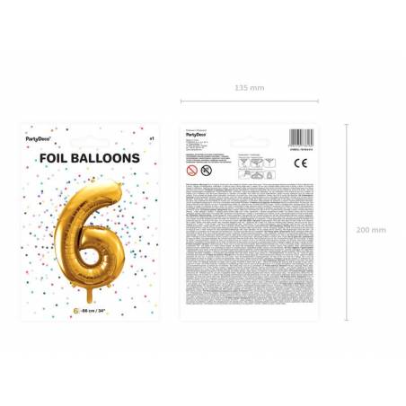 Ballon en aluminium numéro 6 86cm doré 