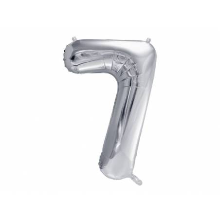 Ballon en aluminium numéro 7 86cm argent 