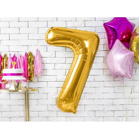 Ballon en aluminium numéro 7 86cm doré 