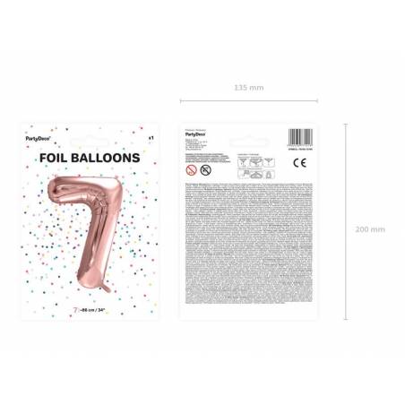 Ballon Feuille numéro 7 86cm or rose 