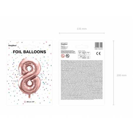 Ballon Feuille numéro 8 86cm or rose 