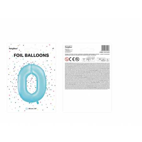 Foil Ballons Number 0 86cm bleu clair 