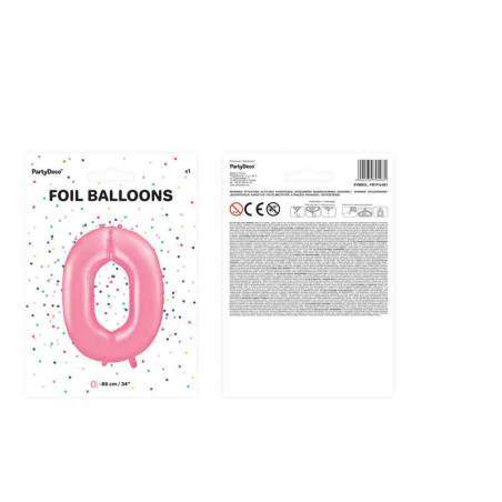 Ballon d'aluminium numéro 0 86cm rose 