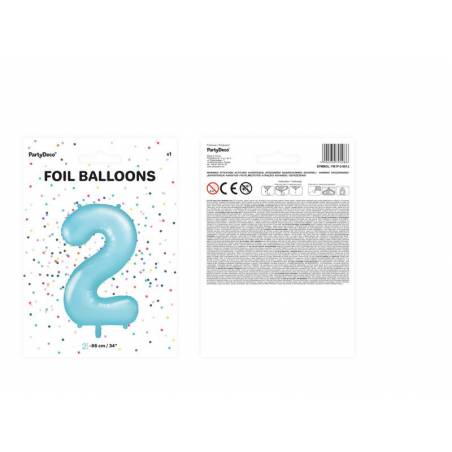 Foil Ballons Number 2 86cm bleu clair 