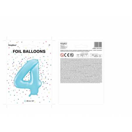 Foil Ballons Number 4 86cm bleu clair 