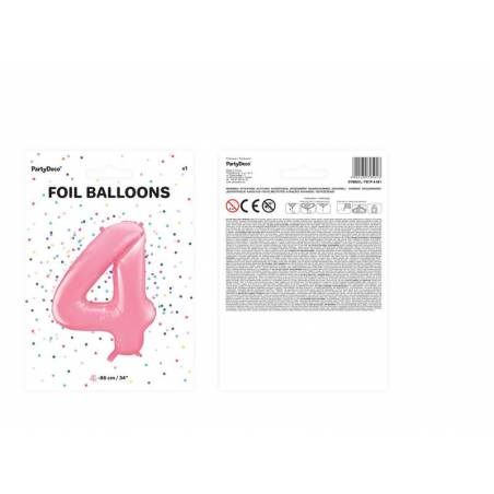 Ballon d'aluminium numéro 4 86cm rose 
