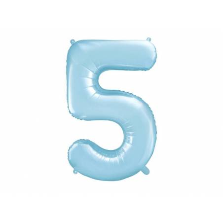 Ballon d'aluminium numéro 5 86cm bleu clair 
