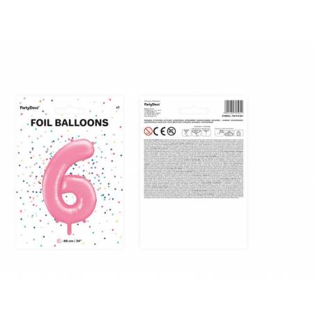 Ballon d'aluminium numéro 6 86cm rose 