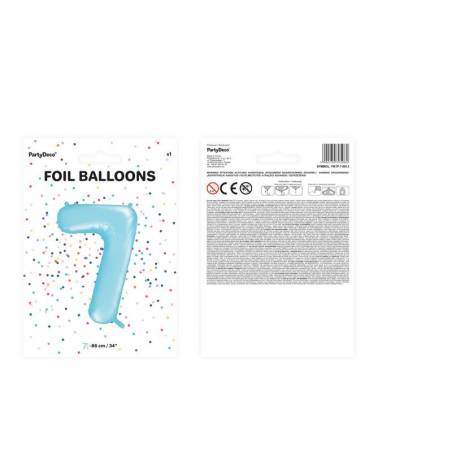 Foil Ballons Number 7 86cm bleu clair 