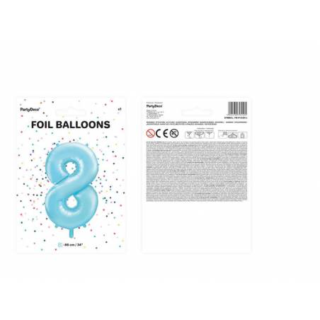 Foil Ballons Number 8 86cm bleu clair 