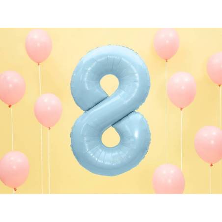 Foil Ballons Number 8 86cm bleu clair 
