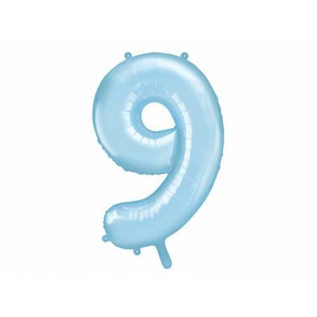 Ballon d'aluminium numéro 9 86cm bleu clair 