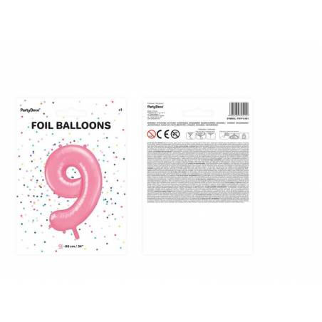 Ballon d'aluminium numéro 9 86cm rose 