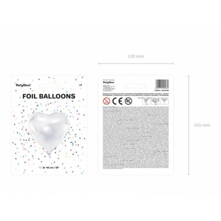 Foil Ballons Heart 61cm blanc 