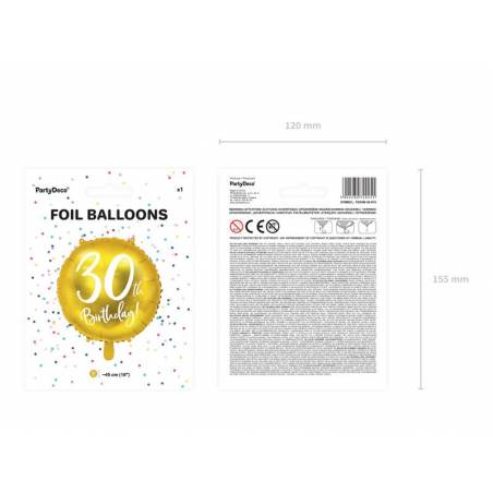 Ballon en aluminium 30e anniversaire or 45 cm 