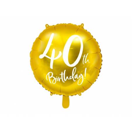 Ballon Feuille 40ème Anniversaire or 45 cm 