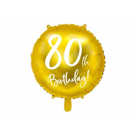 Ballon Feuille 80ème Anniversaire or 45cm 