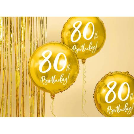 Ballon Feuille 80ème Anniversaire or 45cm 