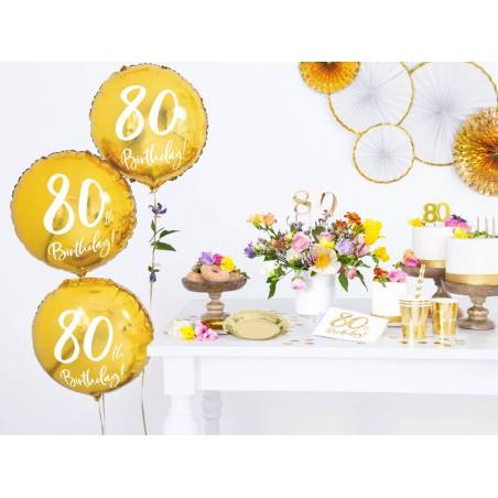 Ballon Feuille 80ème Anniversaire or 45cm 